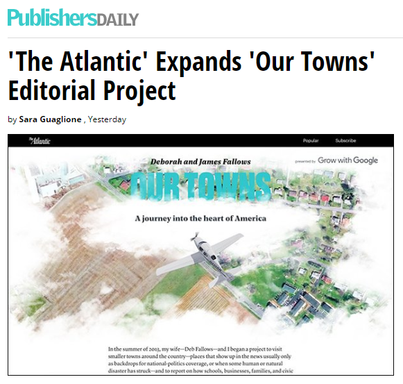 Publisher's Daily, The Atlantic Expands Our Towns Editorial Project